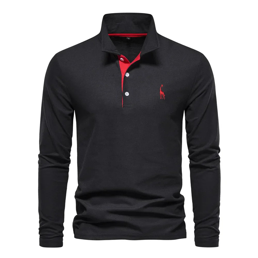 Herren Poloshirt Langarm Klassisch 100% Baumwolle Regular Fit 4