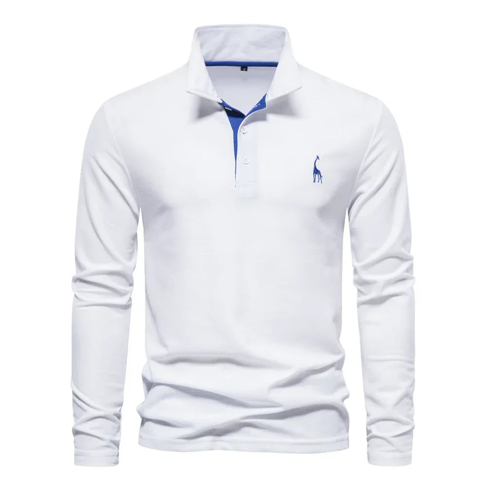 Herren Poloshirt Langarm Klassisch 100% Baumwolle Regular Fit 6
