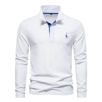 Herren Poloshirt Langarm Klassisch 100% Baumwolle Regular Fit 6