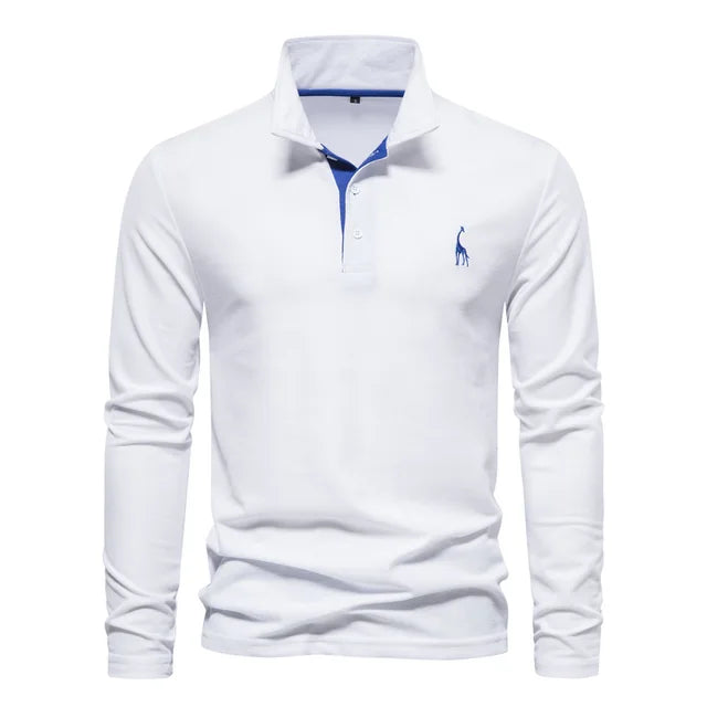Herren Poloshirt Langarm Klassisch 100% Baumwolle Regular Fit 8