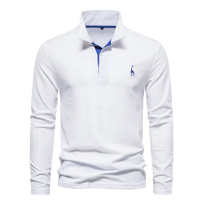 Herren Poloshirt Langarm Klassisch 100% Baumwolle Regular Fit 8