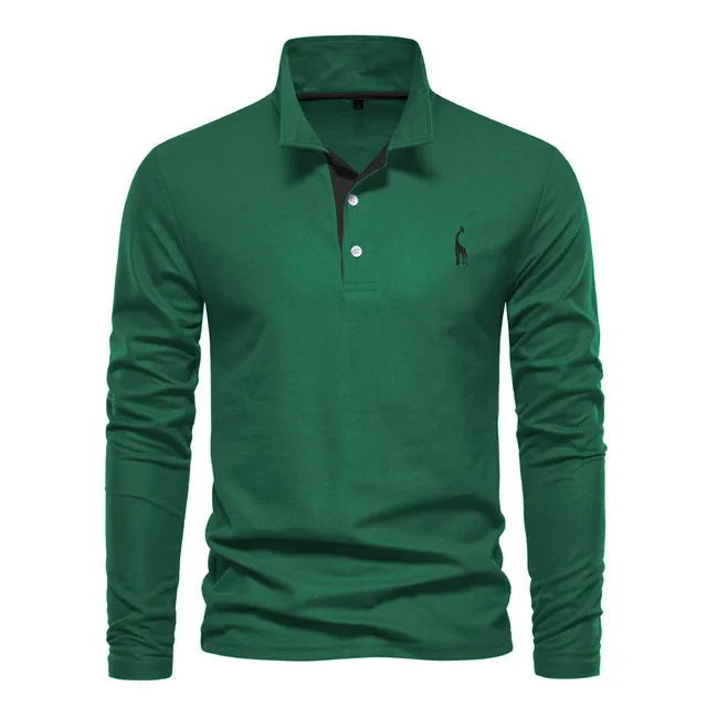 Herren Poloshirt Langarm Klassisch 100% Baumwolle Regular Fit 9