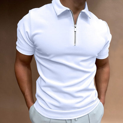 Herren Poloshirt Mit Reißverschluss Modern Tailliert Baumwolle 1