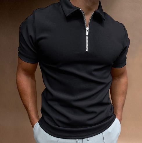 Herren Poloshirt Mit Reißverschluss Modern Tailliert Baumwolle 2