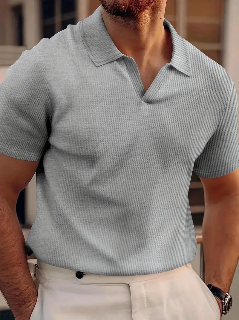 Herren Poloshirt Waffelgewebe Lockerer Schnitt Atmungsaktiv für Golf und Freizeit 1