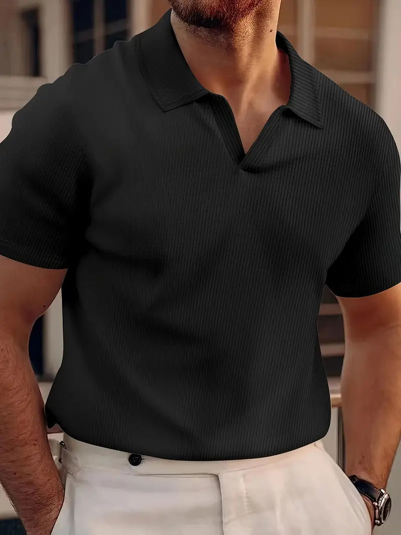 Herren Poloshirt Waffelgewebe Lockerer Schnitt Atmungsaktiv für Golf und Freizeit 2