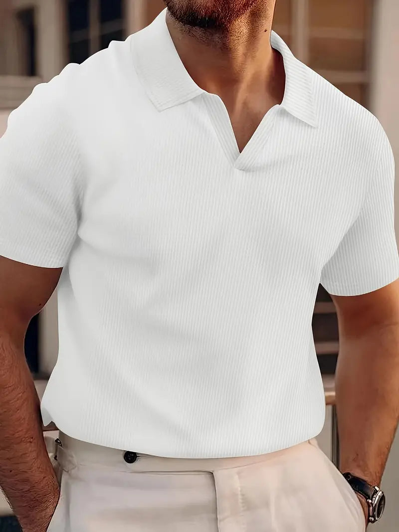 Herren Poloshirt Waffelgewebe Lockerer Schnitt Atmungsaktiv für Golf und Freizeit 4