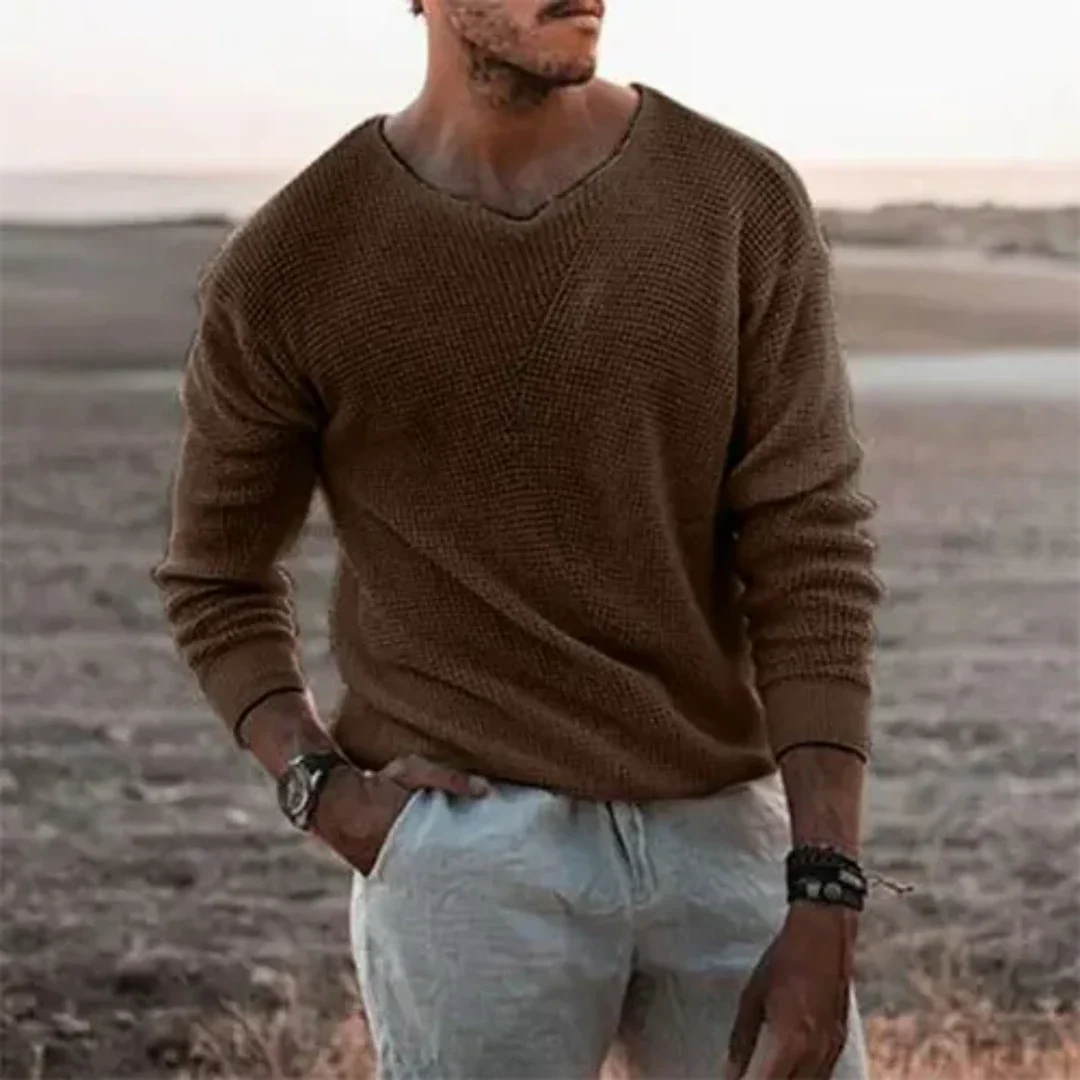 Herren Pullover Langarm Warm Klassisches Strickmaterial für Kühle Tage 3