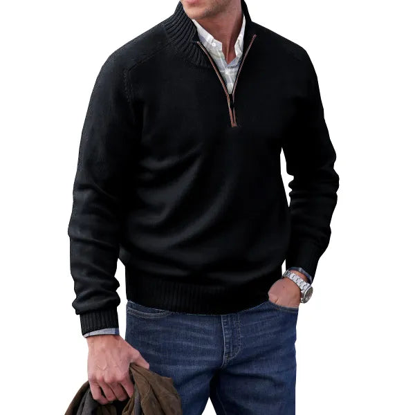 Herren Pullover Reißverschluss Kaschmir Luxuriös 2