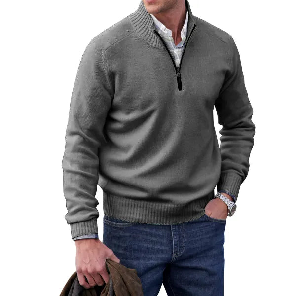 Herren Pullover Reißverschluss Kaschmir Luxuriös 7
