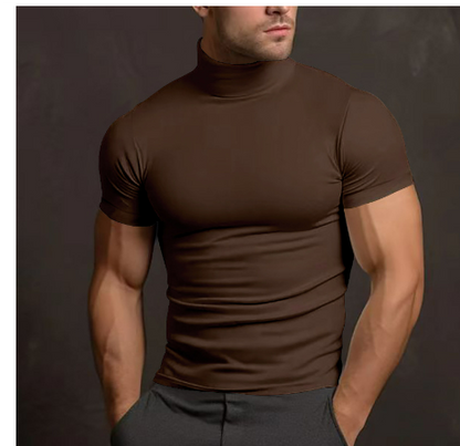Herren Rollkragen Hemd Kurzarm Stretch Komfortabel 1