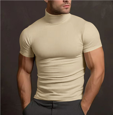 Herren Rollkragen Hemd Kurzarm Stretch Komfortabel 2
