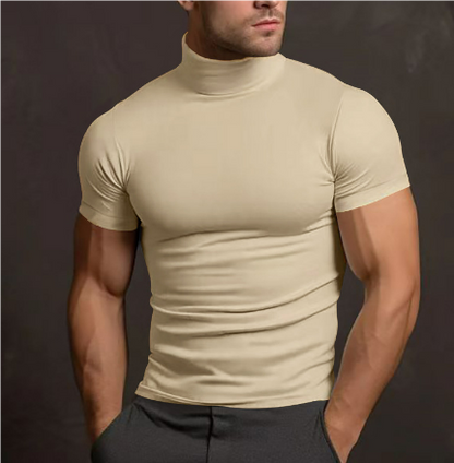 Herren Rollkragen Hemd Kurzarm Stretch Komfortabel 2