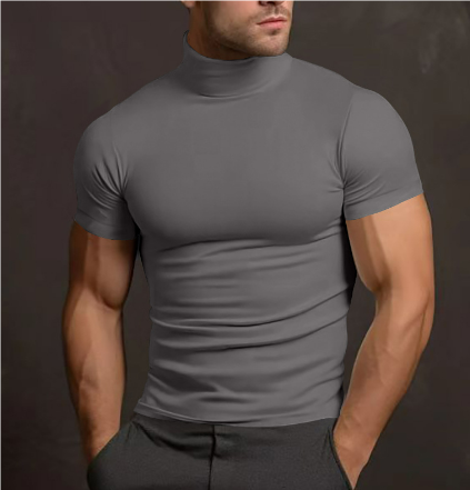 Herren Rollkragen Hemd Kurzarm Stretch Komfortabel 3