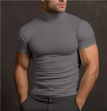 Herren Rollkragen Hemd Kurzarm Stretch Komfortabel 3