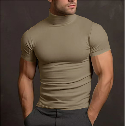 Herren Rollkragen Hemd Kurzarm Stretch Komfortabel 4