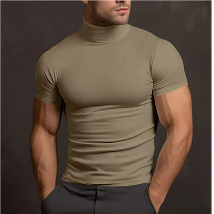 Herren Rollkragen Hemd Kurzarm Stretch Komfortabel 4