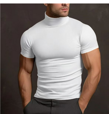 Herren Rollkragen Hemd Kurzarm Stretch Komfortabel 5