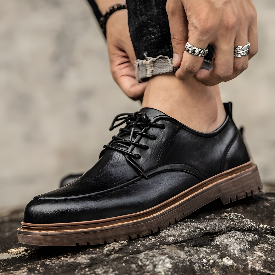 Herren Schnürschuhe Klassisch Elegant Leder 2