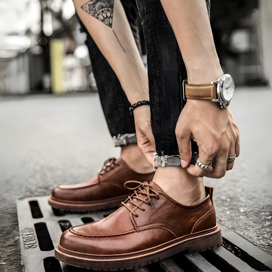 Herren Schnürschuhe Klassisch Elegant Leder 5