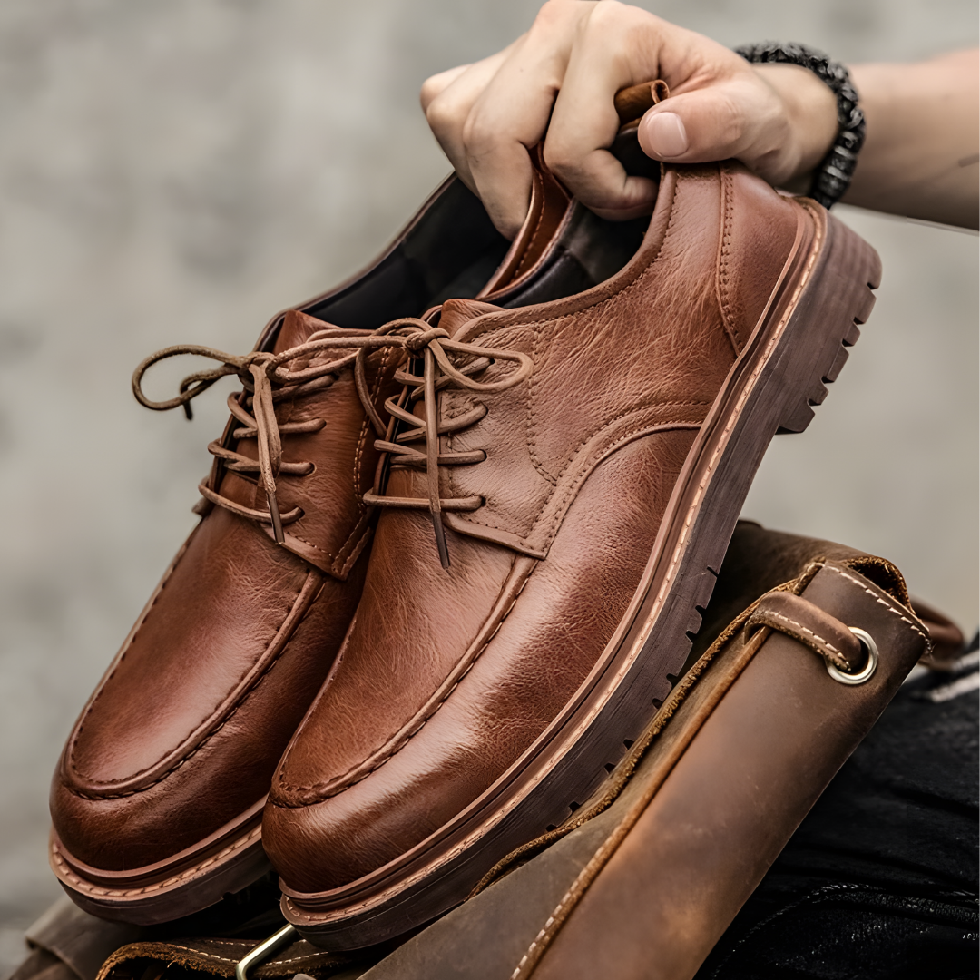 Herren Schnürschuhe Klassisch Elegant Leder 7