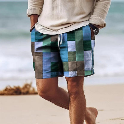 Herren Shorts Geometrischer Print Leichtes Material mit Flexiblem Bund 2