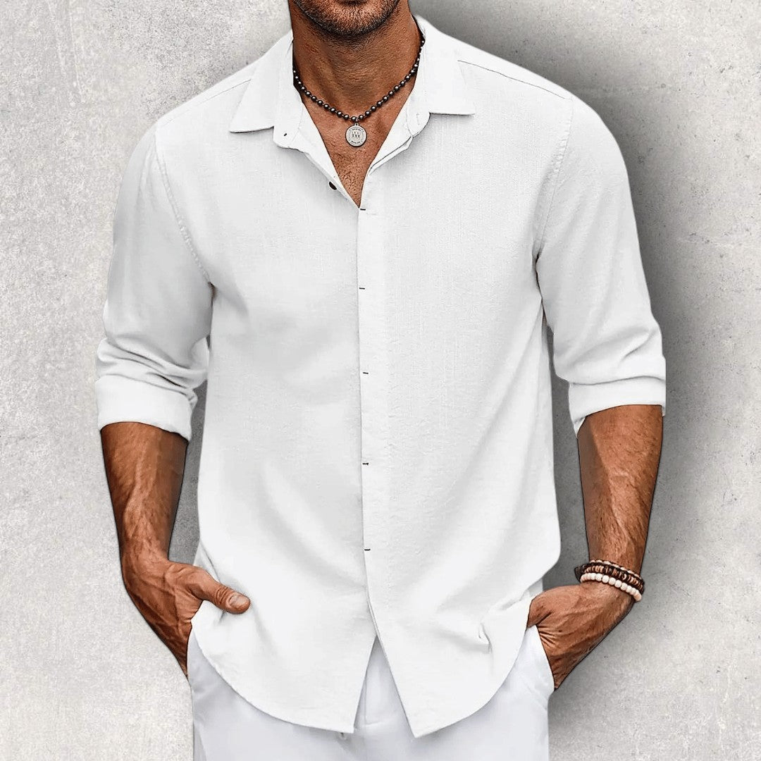 Herren Slim Fit Hemd Langarm Atmungsaktive Baumwollmischung 2