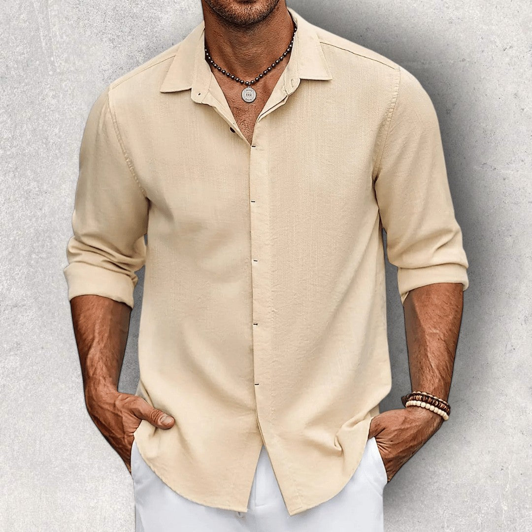 Herren Slim Fit Hemd Langarm Atmungsaktive Baumwollmischung 4