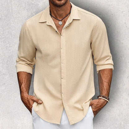 Herren Slim Fit Hemd Langarm Atmungsaktive Baumwollmischung 4