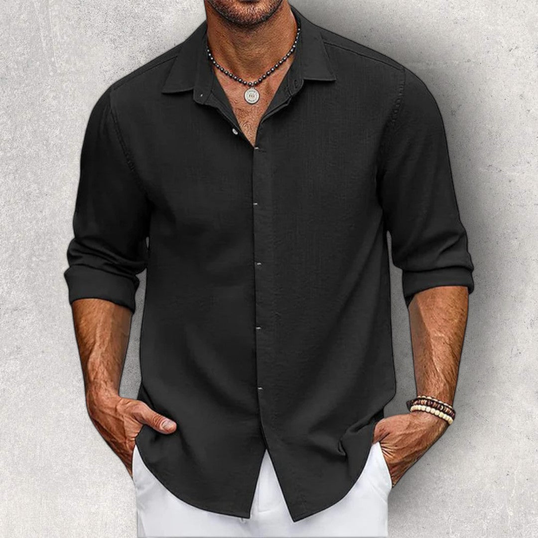 Herren Slim Fit Hemd Langarm Atmungsaktive Baumwollmischung 6