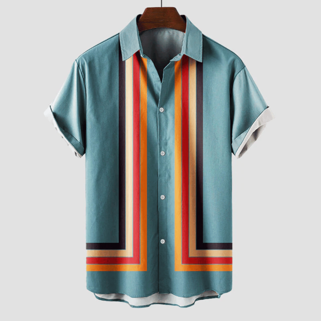 Herren Sommerhemd Retro Atmungsaktiv Kurzarm Baumwolle für Stil und Komfort 3