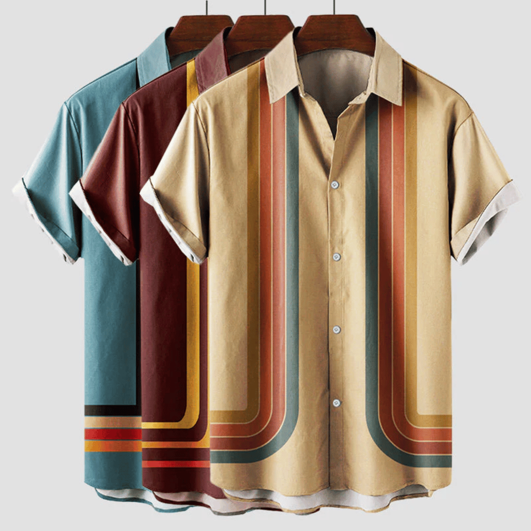 Herren Sommerhemd Retro Atmungsaktiv Kurzarm Baumwolle für Stil und Komfort 5