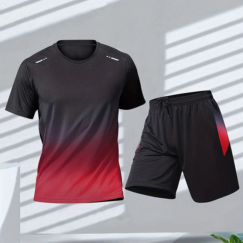 Herren Sportbekleidungs-Set Farbgradient Druck Atmungsaktives Material 1