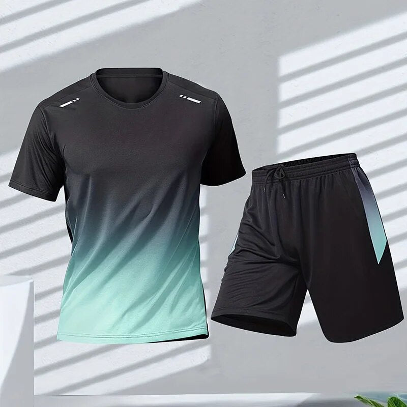 Herren Sportbekleidungs-Set Farbgradient Druck Atmungsaktives Material 3