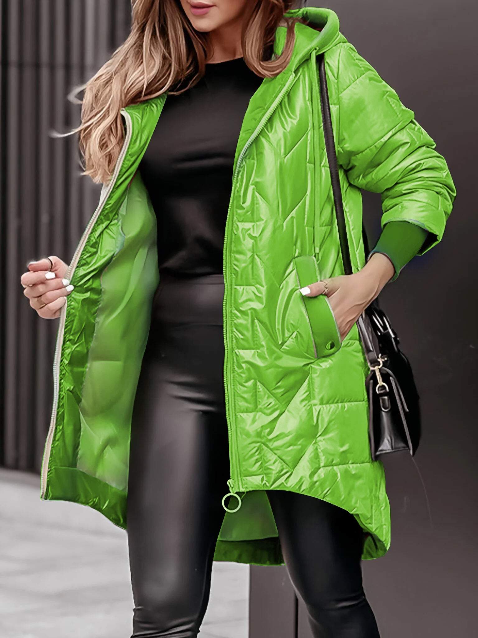 Herren Steppjacke Mit Kapuze Lässig Warm Polyester Wasserabweisend 6