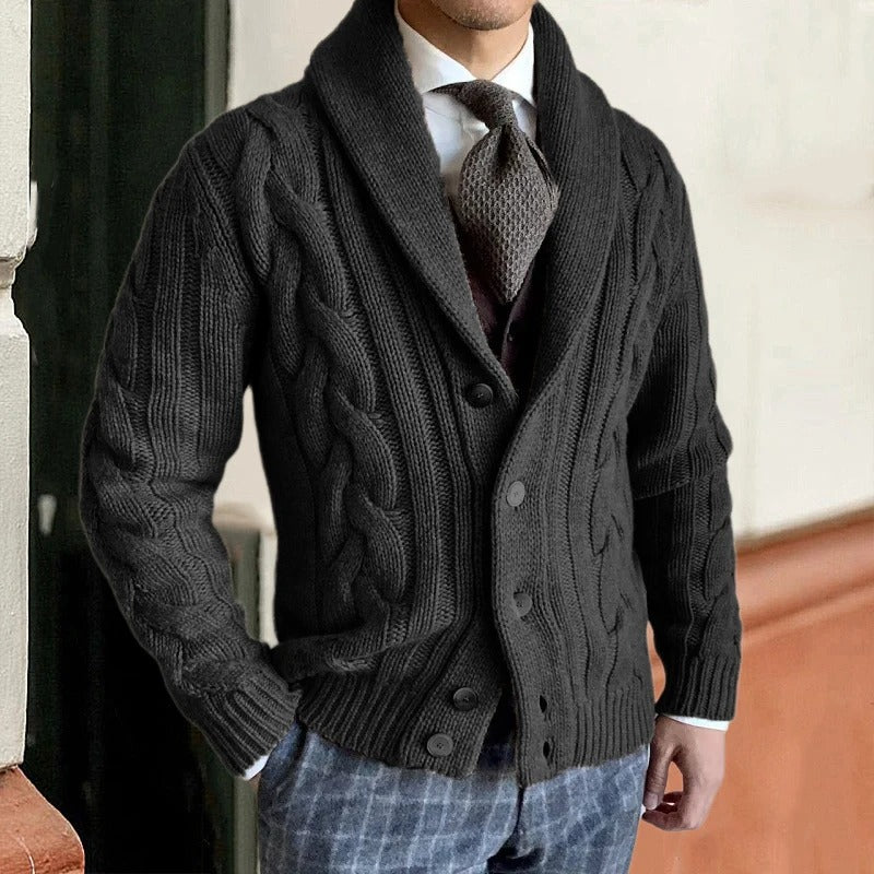 Herren Strickjacke Knopf Warm Bequem Strickmaterial 3