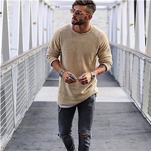 Herren Strickpullover Langer Stil Bequem Hochwertig 2