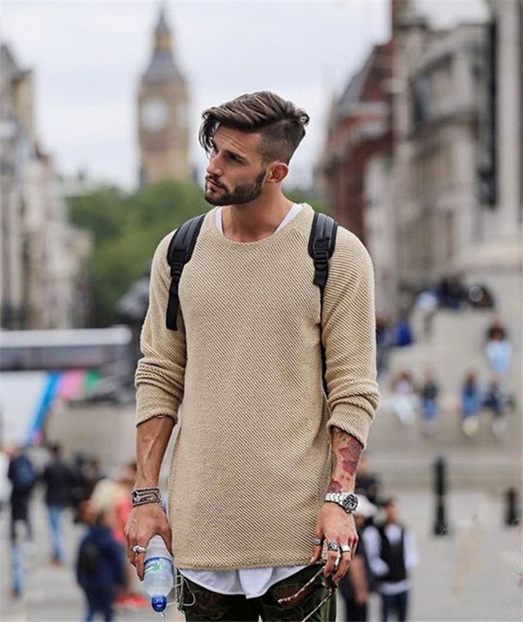 Herren Strickpullover Langer Stil Bequem Hochwertig 3