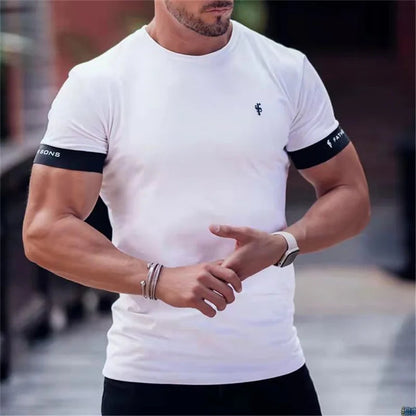 Herren T-Shirt Muscle Fit Kurzarm Atmungsaktives Material für Athletischen Look 1