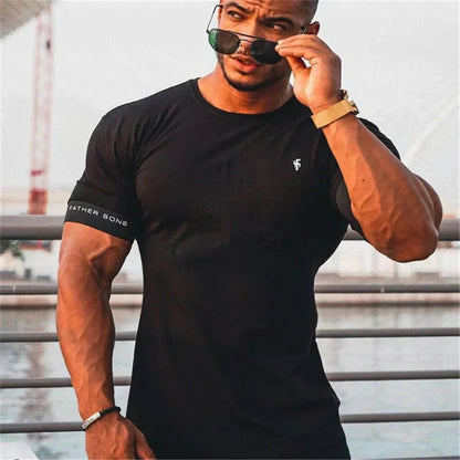 Herren T-Shirt Muscle Fit Kurzarm Atmungsaktives Material für Athletischen Look 3
