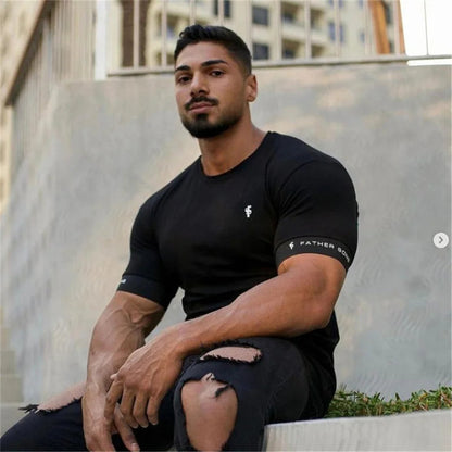 Herren T-Shirt Muscle Fit Kurzarm Atmungsaktives Material für Athletischen Look 6