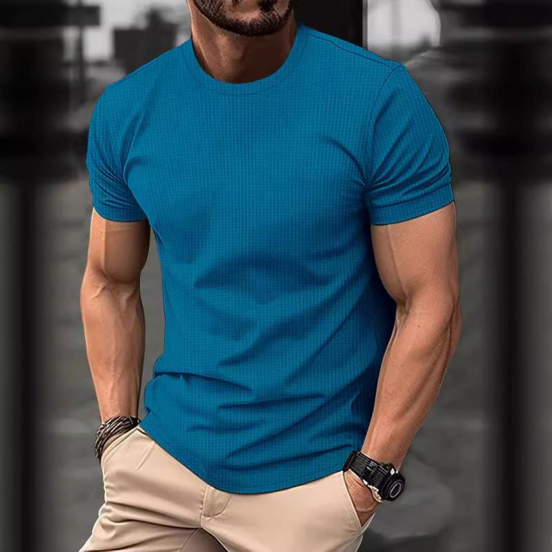 Herren T-Shirt Waffelstruktur Körpernah Elastisch Atmungsaktiv 0