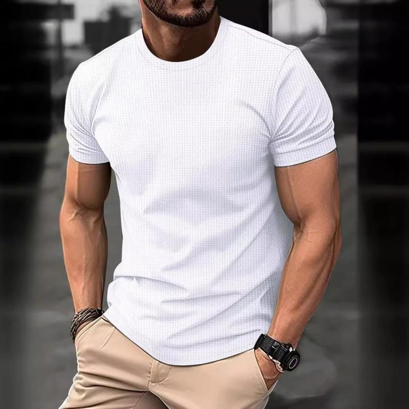 Herren T-Shirt Waffelstruktur Körpernah Elastisch Atmungsaktiv 1