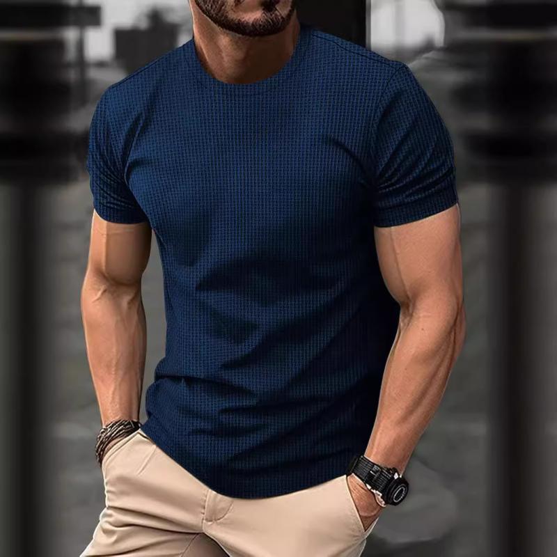 Herren T-Shirt Waffelstruktur Körpernah Elastisch Atmungsaktiv 2