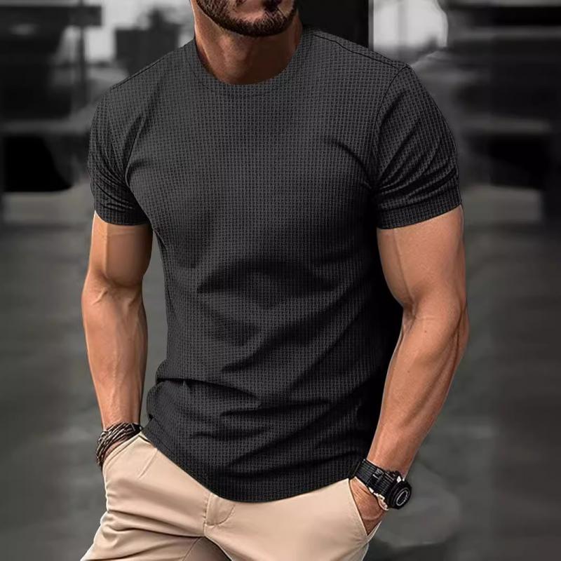 Herren T-Shirt Waffelstruktur Körpernah Elastisch Atmungsaktiv 3