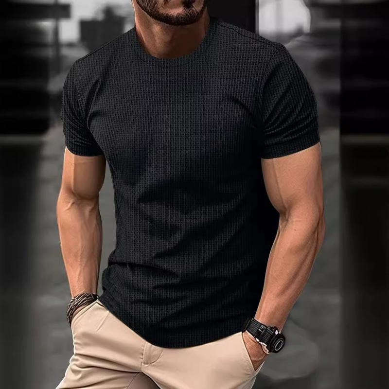 Herren T-Shirt Waffelstruktur Körpernah Elastisch Atmungsaktiv 4