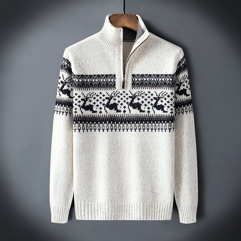 Herren Weihnachtsstrickpullover Rentier-Muster Gemütlicher Strick 0