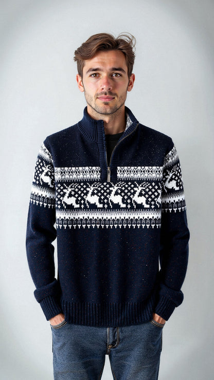 Herren Weihnachtsstrickpullover Rentier-Muster Gemütlicher Strick 1