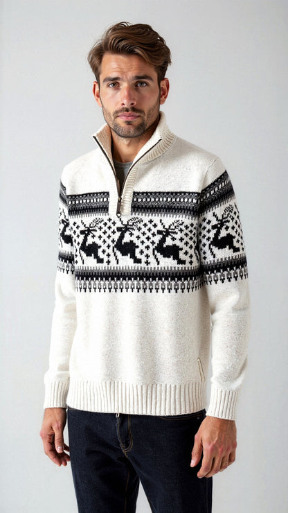 Herren Weihnachtsstrickpullover Rentier-Muster Gemütlicher Strick 3