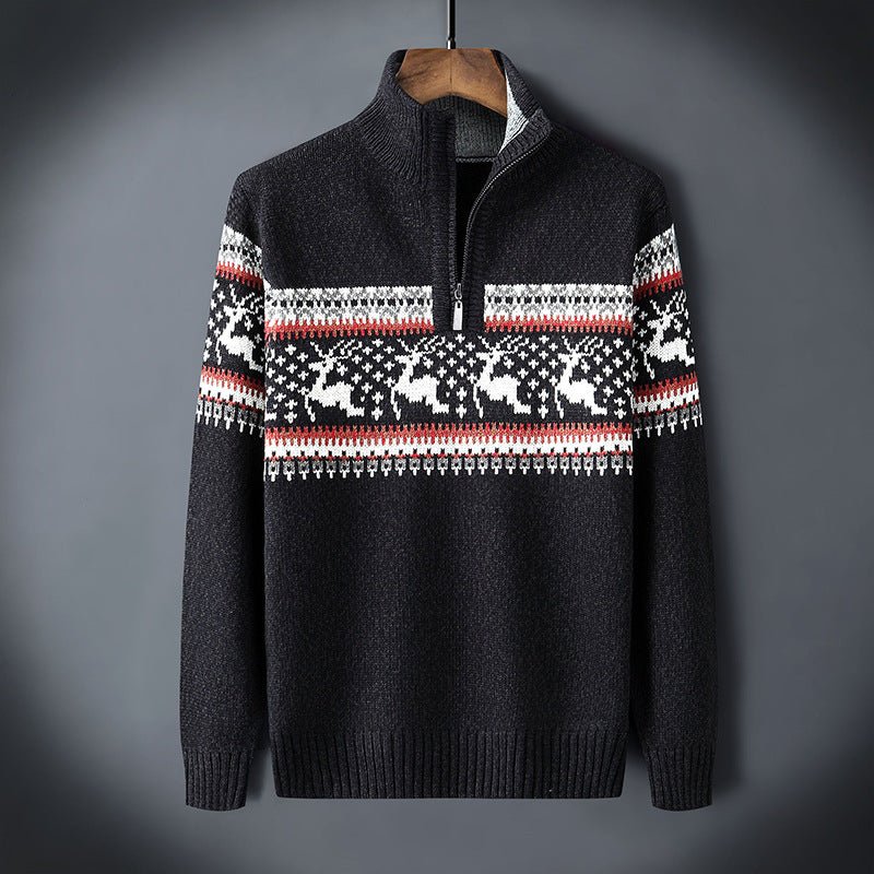 Herren Weihnachtsstrickpullover Rentier-Muster Gemütlicher Strick 7